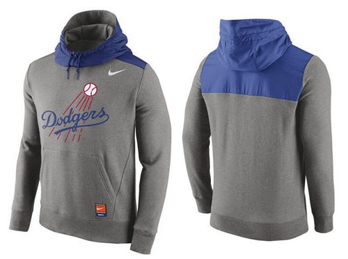 Men's Los Angeles Dodgers Nike Gray Cooperstown Collection Hybrid Pullover Hoodie_1